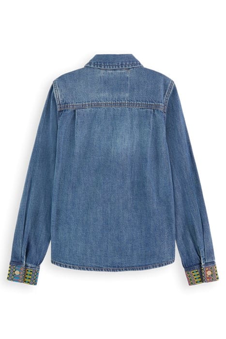WASHED DENIM SHIRT WITH EMBROIDERY AND BEADING DETAILS INDIG 5