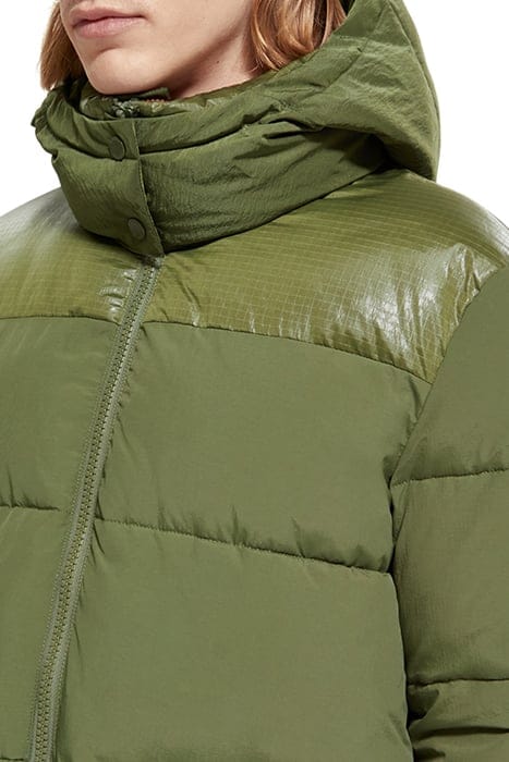 MID LENGTH FABRIC MIX PUFFA JACKET ARMY 9