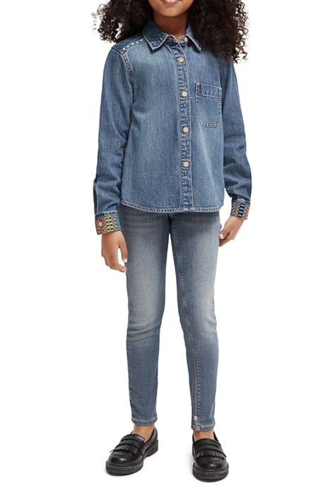 WASHED DENIM SHIRT WITH EMBROIDERY AND BEADING DETAILS INDIG 3