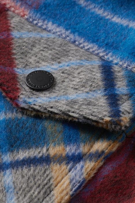 WOOL BLEND CHECK TRUCKER JACKET WITH REPREVE® FILLING BLUE M 10