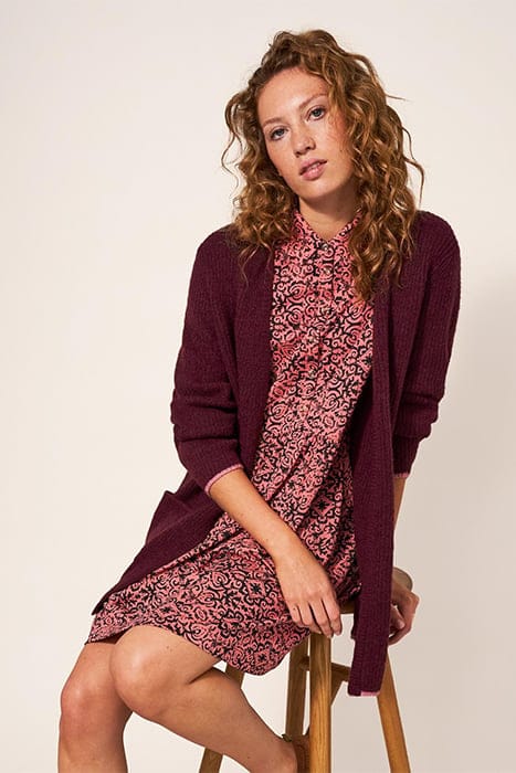 ERICA LONGLINE CARDI DARK PLUM 1
