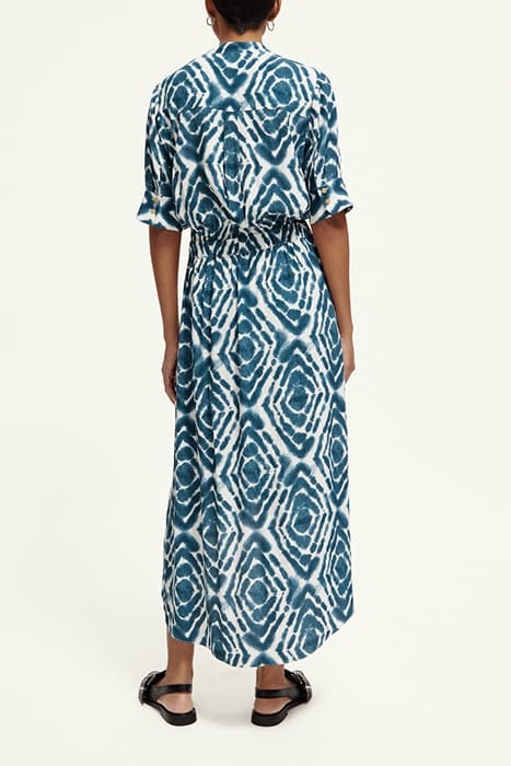 MIDI DRESS WITH HIGH LOW HEM DISCO TIE DYE BOTTLE GREEN 3