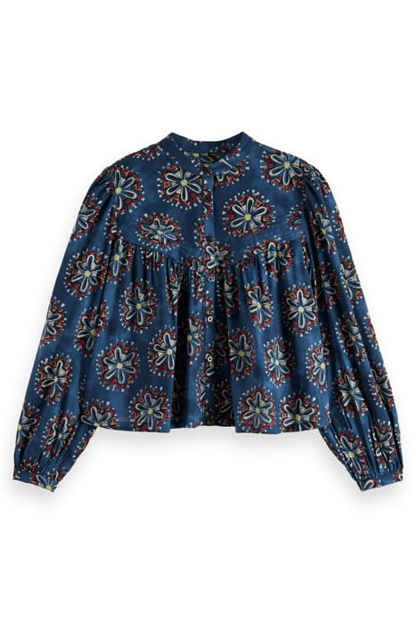 SHIRT WITH PINTUCK YOKE AND GATHERING B SIDES BLOCK PRINT MA 4