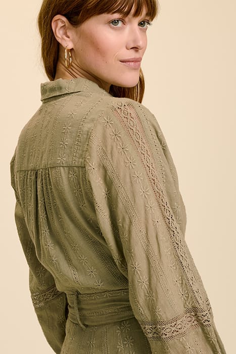 RINDA - LICHEN SHIRT DRESS WITH EMBROIDERY AND ALL-OVER LACE 4