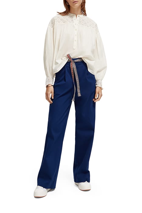 ROSE - PLEATED HIGH RISE WIDE LEG WORKWEAR PANTS MARINE 3