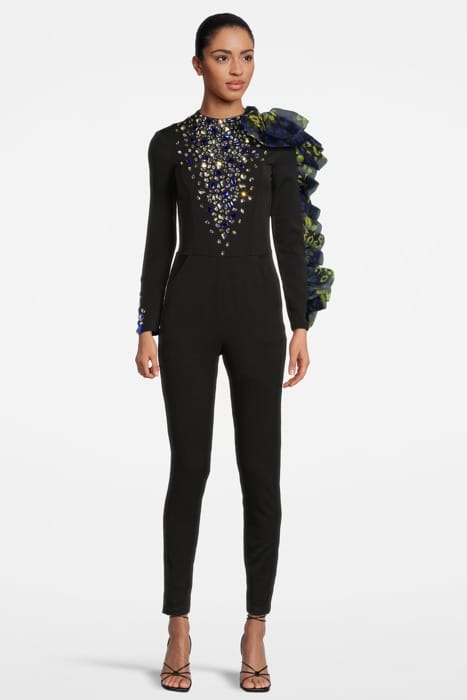 WOMEN‘S SIDE VOLANT OVERALL WITH SWAROVSKI CRYSTALS BLACK 1