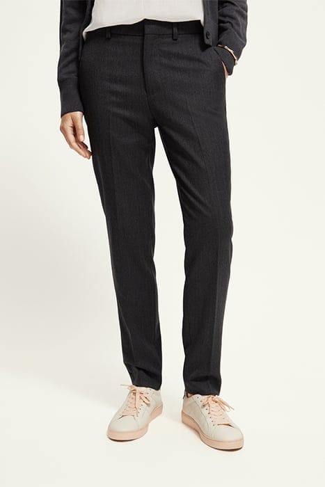 LOWRY - MID RISE SLIM LEG TWILL WOOL BLEND PANTS CHARCOAL ME 1