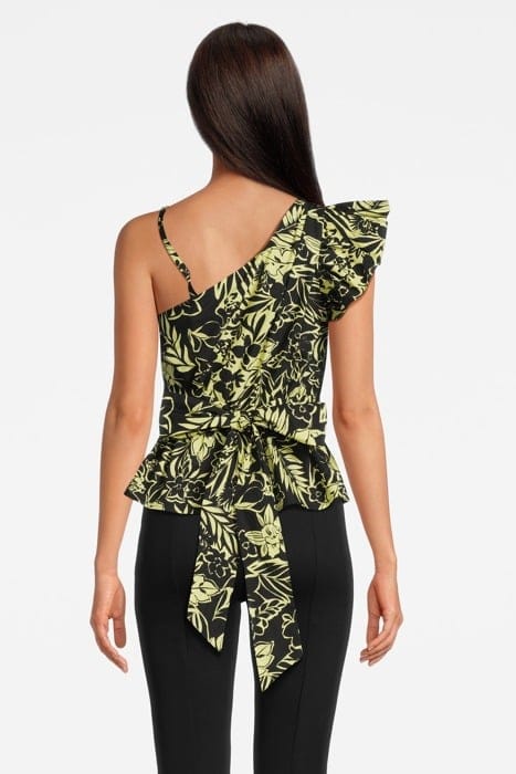 MIKE 1 TOP POPELINE STAMPA FIO BLACK/LIME 2