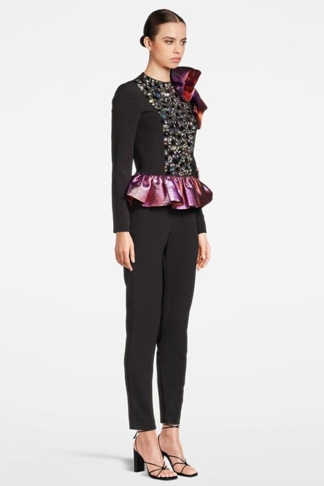 WOMEN‘S SIDE VOLANT OVERALL WITH SWAROVSKI CRYSTALS BLACK 4