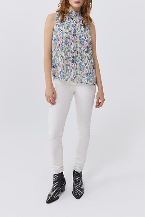 ECRU IKAT DIAMOND PRINT TOP WITH TIE ON BACK 3