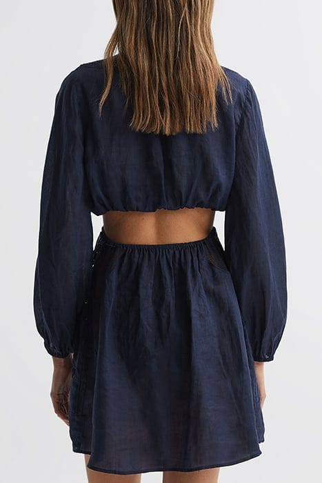 LELANI EMBROIDERED MINI DRESS — NAVY 2