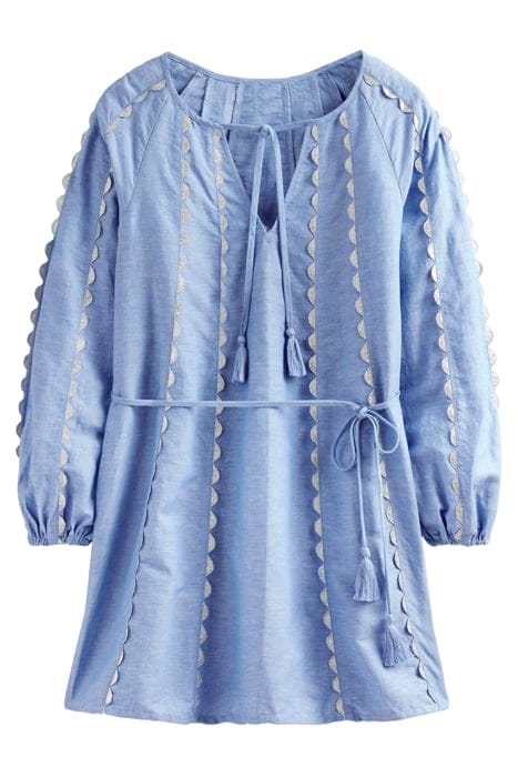 RIC RAC LINEN MINI DRESS LIGHT CHAMBRAY 3