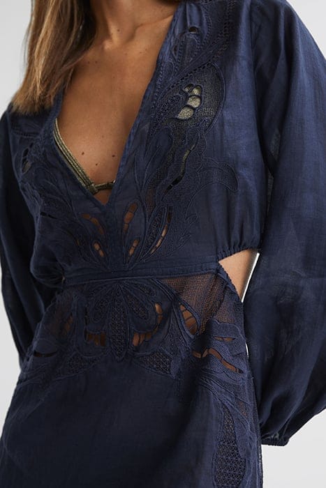 LELANI EMBROIDERED MINI DRESS — NAVY 4