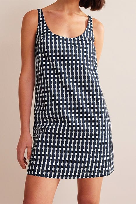 SCOOP NECK SHIFT DRESS NAVY, GEO AZURE 4