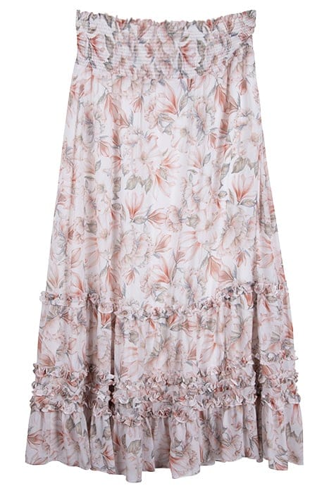 ANNALISE RUFFLE CO-ORD MAXI SKIRT FADED CORAL FLORAL 1
