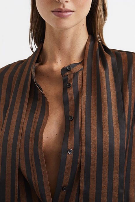 SAVANNAH STRIPE BLOUSES — BROWN 7