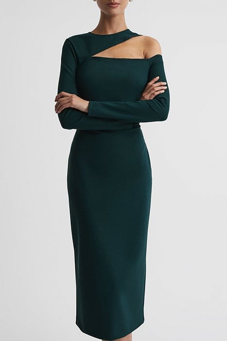 TIFFANY JERSEY MIDI DRESS — TEAL 1