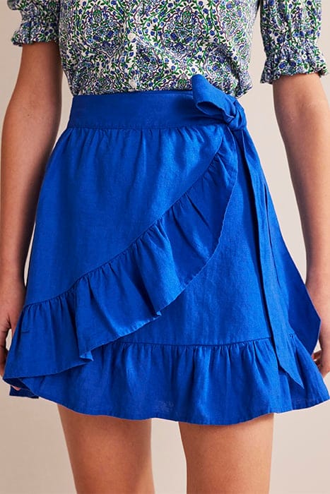 LINEN FLIPPY WRAP SKIRT ISLAND SAPPHIRE 1