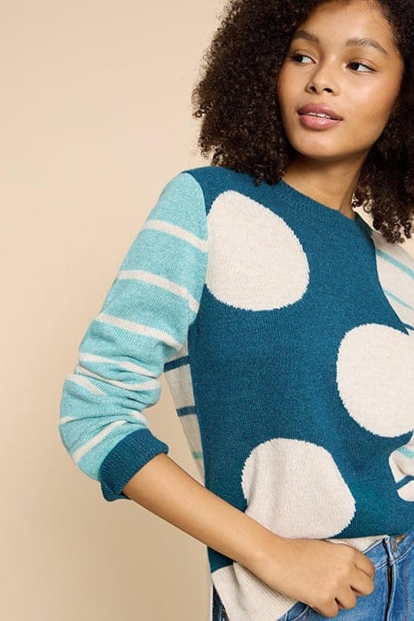 JADE SPOT/STRIPE JUMPER TEAL 3