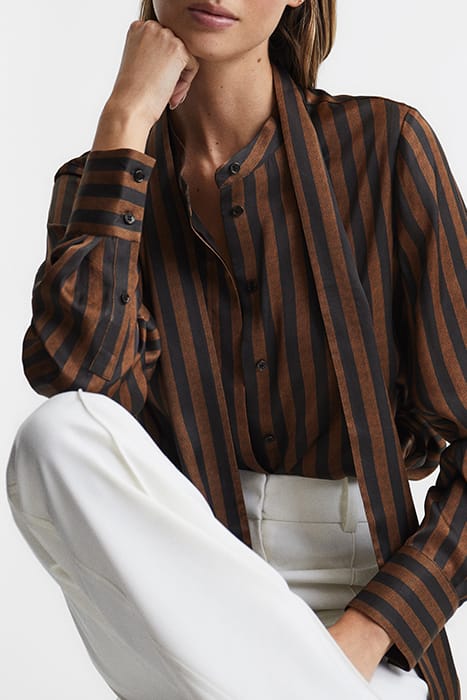 SAVANNAH STRIPE BLOUSES — BROWN 5