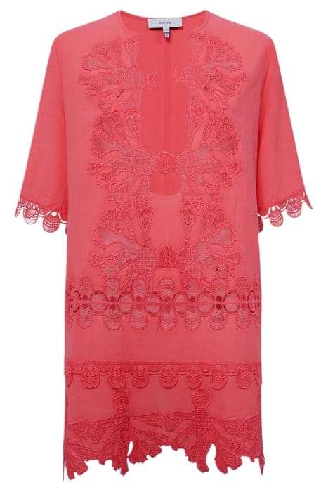 ETTA EMBROIDERED MINI DRESS — CORAL 4