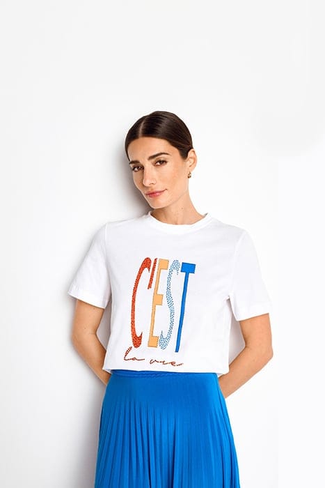 ELEGANT FIT T-SHIRT PRINT ORGANIC WHITE 1