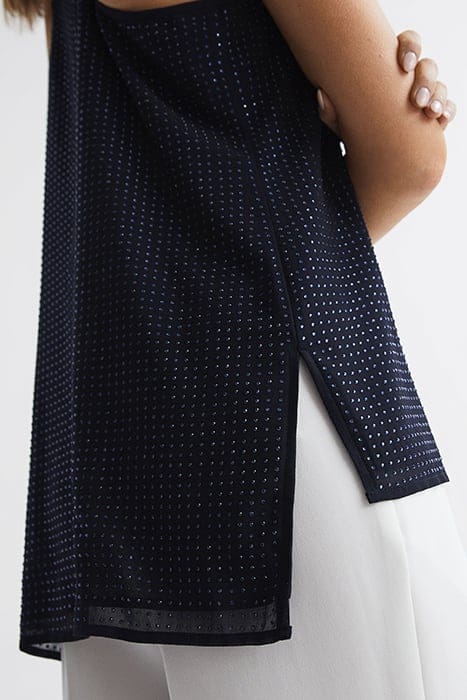 BROOKLYN EMBELLISHED TANK TOP CAMI — NAVY 6