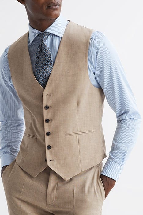WISH PLAIN WAISTCOAT OATMEAL — CLASSIC FIT 1