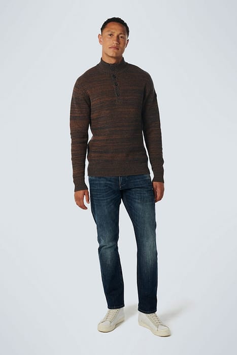 PULLOVER HALF ZIPPER + BUTTON MULTI COLOURED JACQUARD CARAME 3