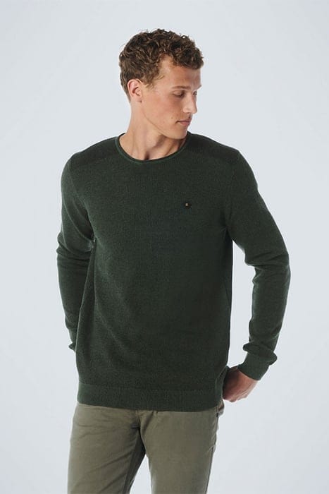 PULLOVER CREWNECK 2 COLOURED JACQUARD DARK GREEN 1