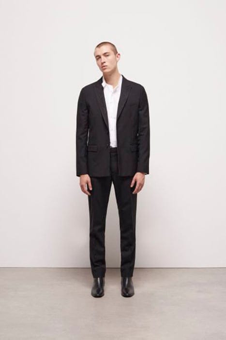 SATIN LAPEL CROSSED JACKET BLACK 2