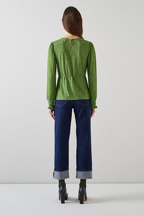 TJ ELLIE JERSEY PRINT TOP GREEN 3