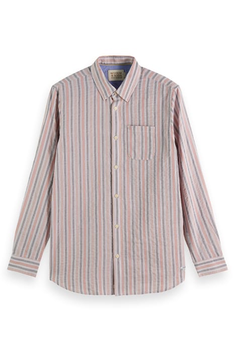 LIGHTWEIGHT DOBBY STRIPE SHIRT PINK GREY STRIPE 1