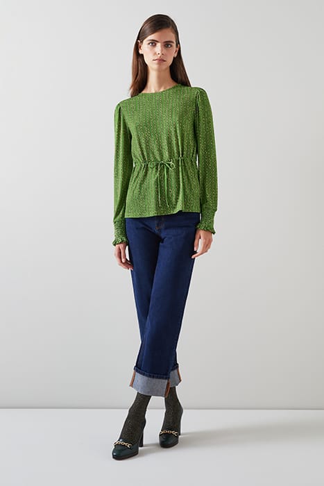 TJ ELLIE JERSEY PRINT TOP GREEN 2