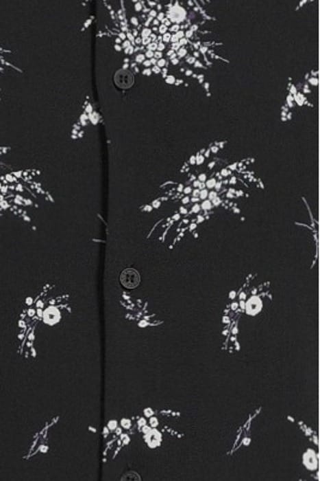 BLACK FLOWER MOTIF SLIM SHIRT BLACK 5