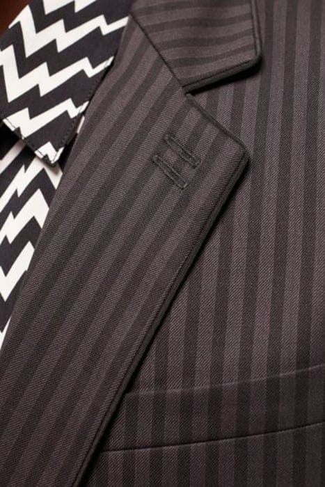 CLASSIC PIPPING COLLAR SUIT JACKET BLACK GREY 5