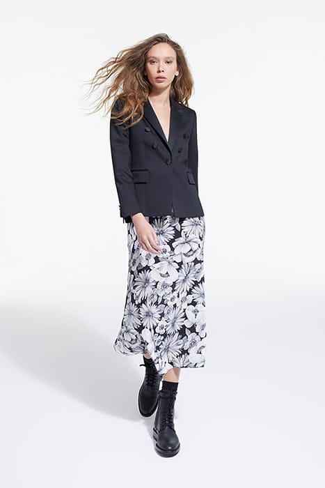 ROMANTIC GARDEN LONG SKIRT BLACK WHITE 1