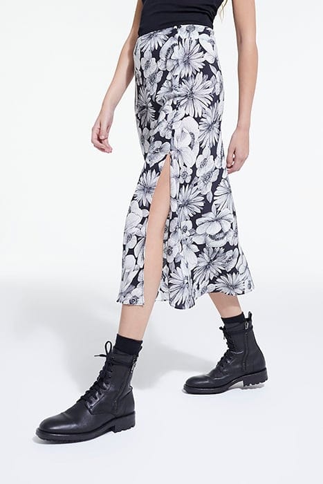 ROMANTIC GARDEN LONG SKIRT BLACK WHITE 5