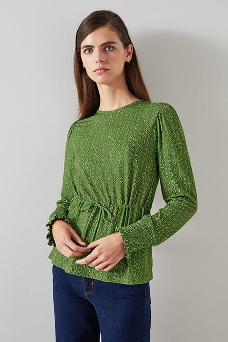 TJ ELLIE JERSEY PRINT TOP GREEN 1