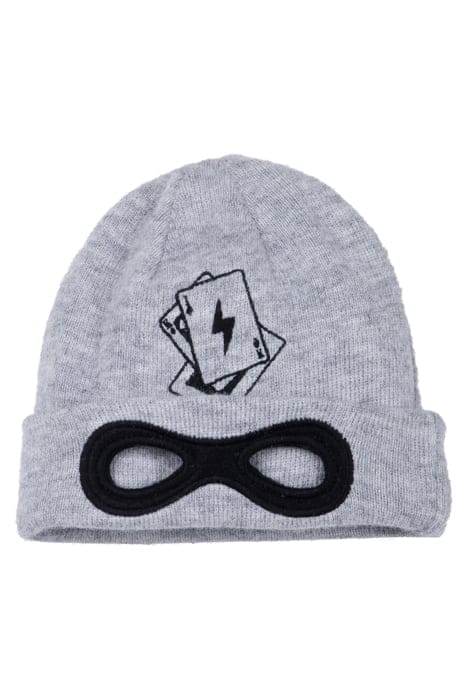 BABY BOYS’ GREY EMBROIDERED KNIT BEANIE WITH CUT-OUT MASK 1