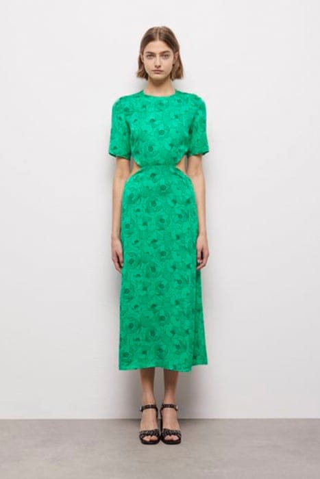 LONG DRESS WITH SHORT SLEEVES WITH BACKLESS GREEN 1