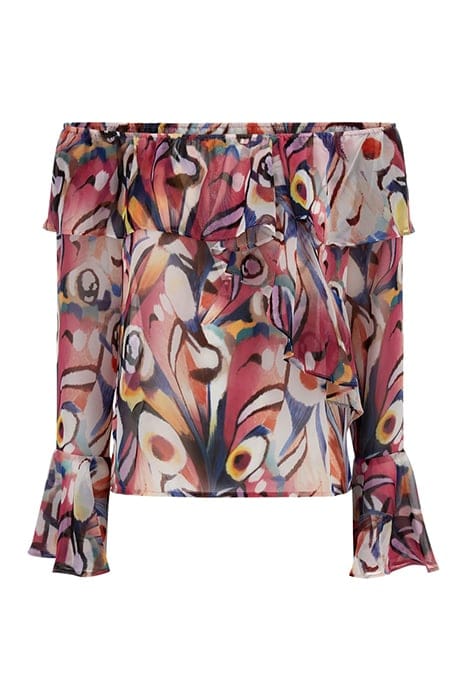 MARCIANO BY GUESS KATIE OFF SHOULDER WONDERLAND BLOUSE PRINT 1