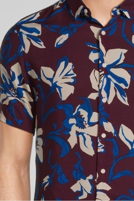 BURGUNDY XL FLOWER PRINT REGULAR SHIRT BURGUNDY 4