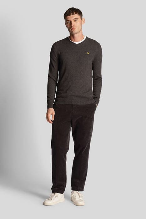 COTTON MERINO V NECK JUMPER CHARCOAL MARL 3