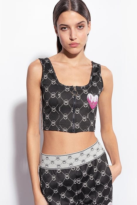 IRRIVERENTE TOP PUNTO STOFFA JACQUARD LOGO CON PATCH RICAMAT 1