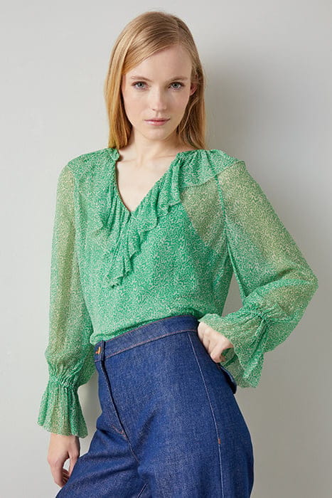 ANNIE FRILL BLOUS GREEN 1
