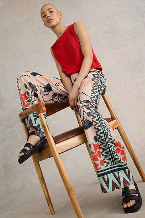 LUCY LINEN BLEND WIDE TROUSER NATURAL PRINT 4