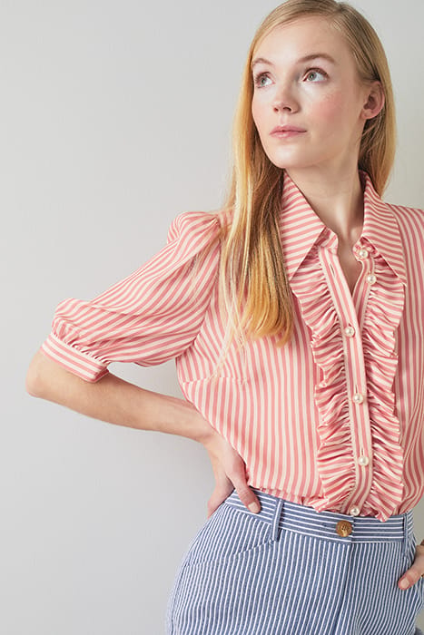 ENSOR STRIPED BUTTON-DOWN SHIRT ROSE/CREAM 3
