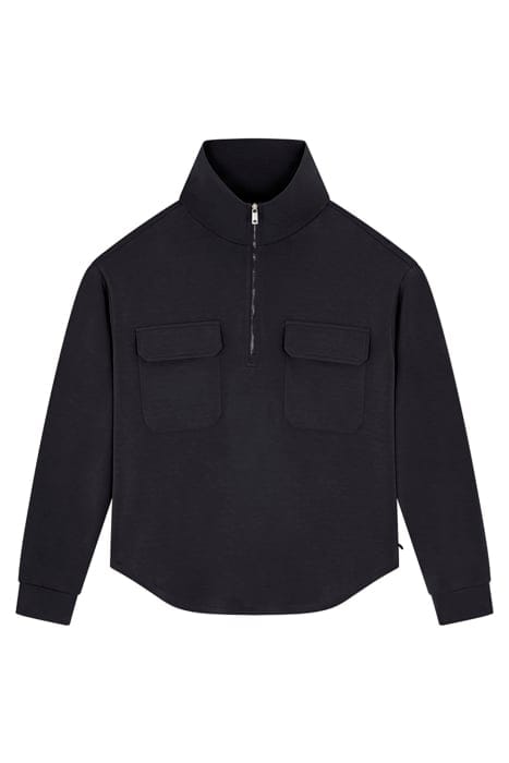 PATCH PKT ZIP FRONT MOCK NECK BLACK 2
