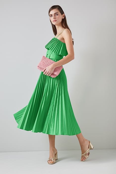 forest green wrap dress Cotton Mint Green Floral Midi Sundress with Pockets Mint Green / Medium main image 1